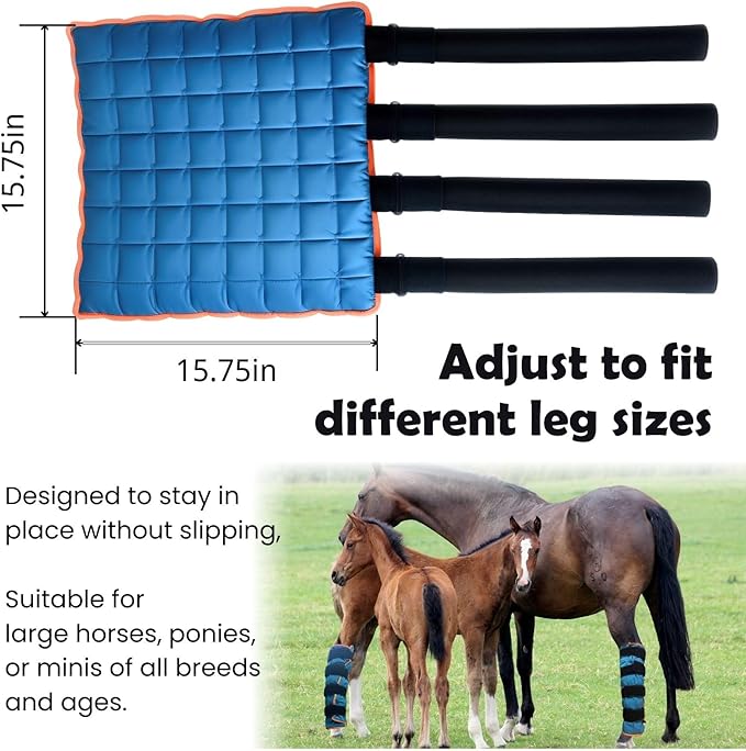 Reusable Gel Horse Ice Boots – 2 Pack Cold Therapy Gel Wraps with Adjustable Straps for Horses’ Leg, Ankle, and Knee, Reusable Cooling Boots for Equine Care & Equestrian Use