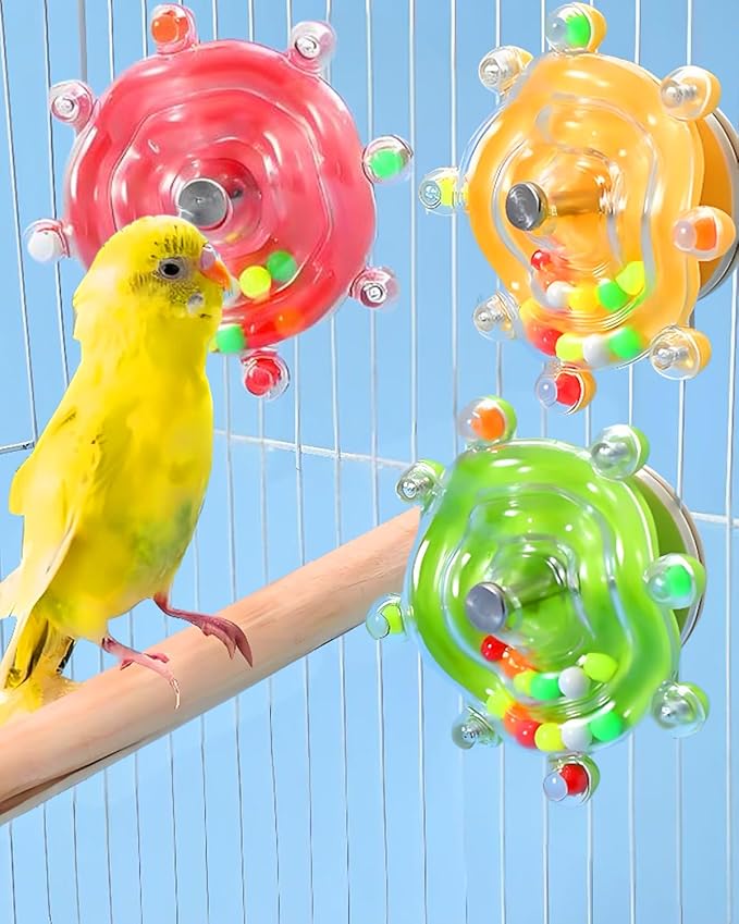 Conure Toys, 3PCS Upgraded Bird Rotating Toys Parrot Spinning Toys Parakeet Rattle Toys for Small-Medium Parrots