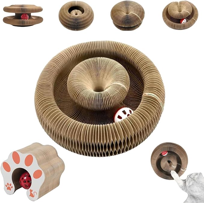 Kitty Kurl Cat Toy,Magic Organ Cat Toy,Magic Organ Cats Scratcher Board,Foldable Recyclable Accordion Toys with Ball for Indoor Cats Playing(1pc)