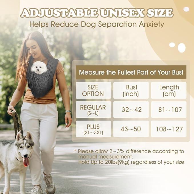 Dog Sling, Front Facing Dog Slings for Small Dogs, Adjustable Hands Free Puppy Sling, Pet Slings Carrier for Small Dogs Cats 0-11lbs for Travel or Daily Use, Reducing Back Pain (Black)