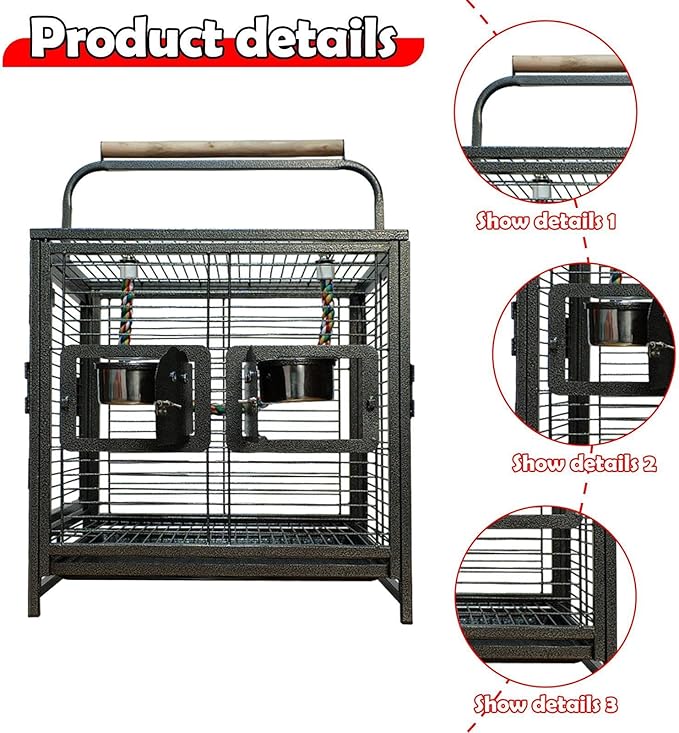 Cage Carrier Birdcage Sturdy Lightweight Bird Cage with Handle for Cockatiels Hedgehogs Lovebirds Parrots Finches