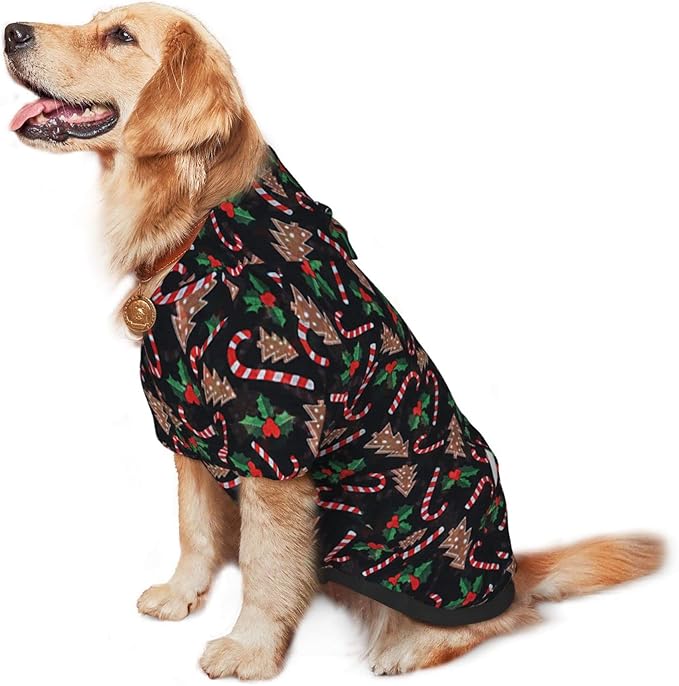 Christmas Tree Black Hoodie,Christmas Cosplay Dog Clothes with Pocket and Hat Winter Clothes Sweaters Medium