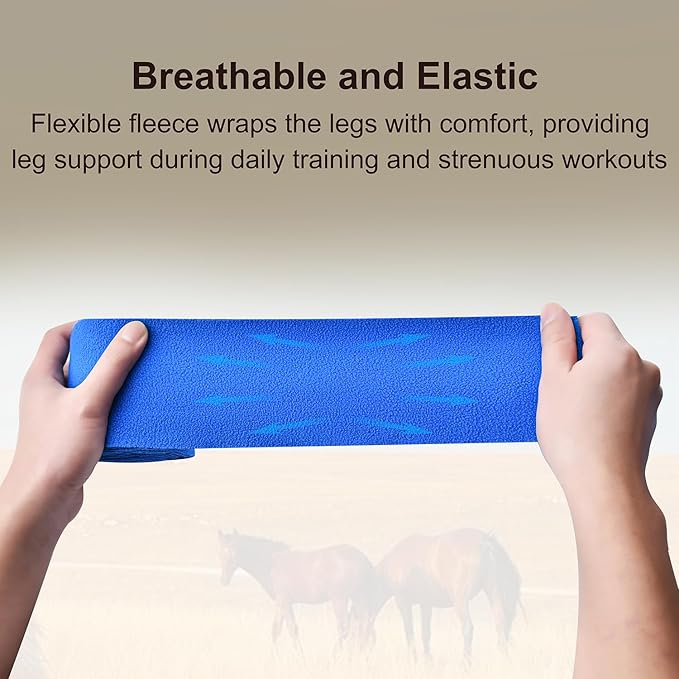 Horse Polo Leg Wraps, Fleece Wraps Elastic Bandages, Comfort Equestrian Standing Wraps, Set of 4, Boot Protection Stable Wraps Supplies (Full 10ft Red)