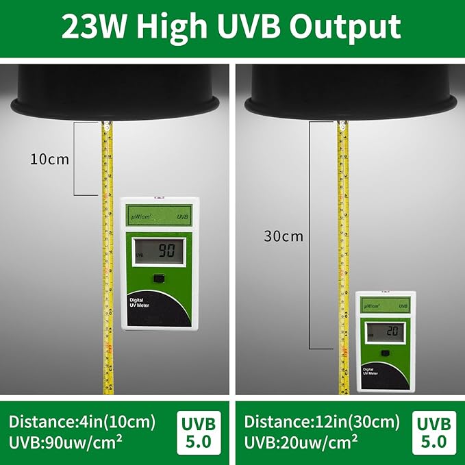 UVA UVB Reptile Light 23W 5.0,Tropical & Sub-Tropical Terrarium Compact Fluorescent Lamp,UVB Reptile Light Bulb for Snake,Chameleons,Iguanas,Turtles