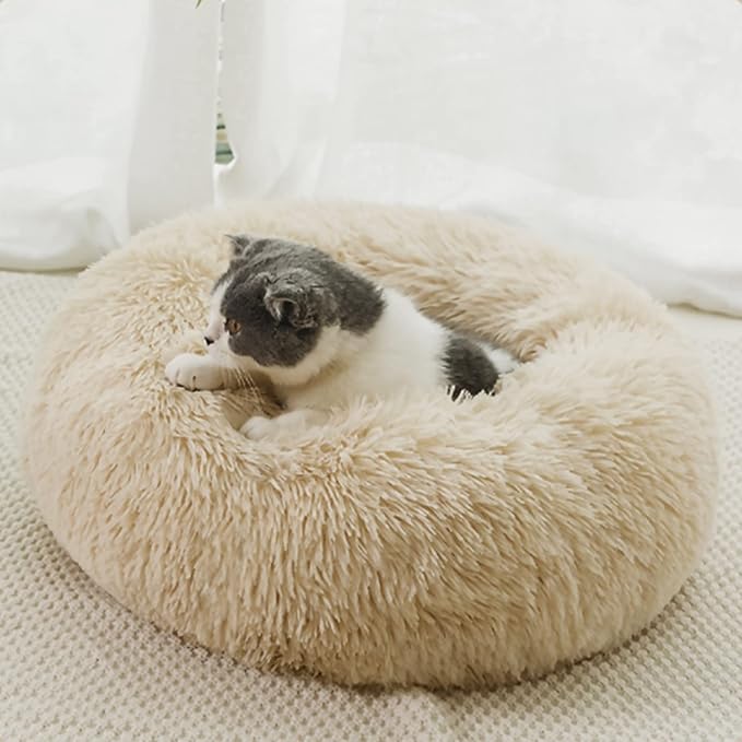 Nisrada Cat Beds for Indoor Cats,20 Inch Dog Bed for Small Melium Large Dogs, Washable-Round Pet Bed for Puppy and Kitten with Slip-Resistant Bottom