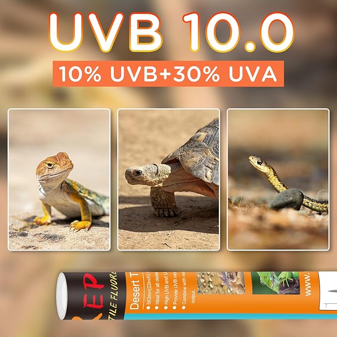 T8 UVB Reptile Light 18W 10.0, UVA Light Bulb for Reptiles, Lamp Tube for Bearded Dragon(1 Pack)