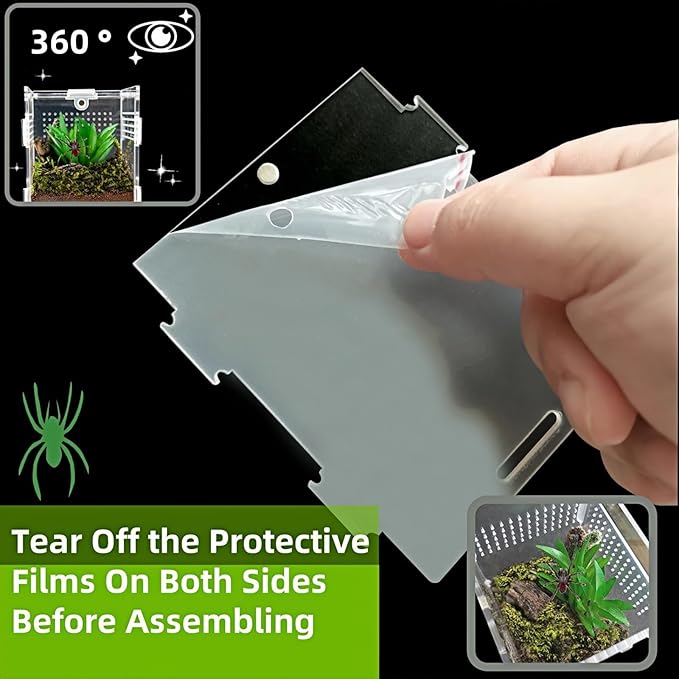 Hermit Crab Tank Jumping Spider Enclosure Acrylic Terrarium Habitat High Clarity Escape-Proof Small Terrarium for Hermit Crab Jumping Spiders Frogs and Small Reptiles Ideal for Reptile Keepers