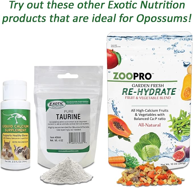 Exotic Nutrition Opossum Complete - Nutritionally Complete Healthy Pellet Diet - Food for Short-Tailed & Virginia Opossums (1 lb.) (Pack of 2)