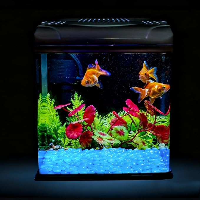 Oubest Fish Tank Rocks Glow Blue/Glow in The Dark Pebbles for Garden/Fish Tank/Aquarium/Plant Pots/Bonsai Walkway/Driveway 100pcs