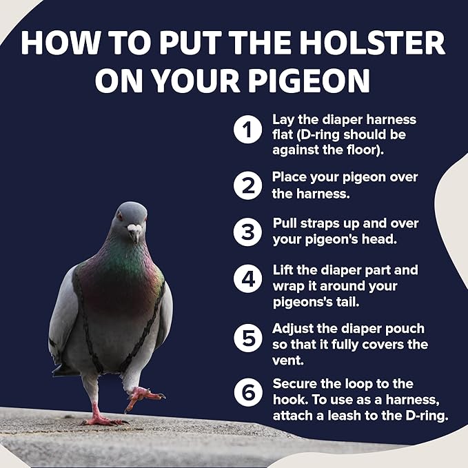 Hen Holster Wrap-Around Bird Diaper & Harness for Larger Pigeons, Small Breed - with Removable Liner, Adjustable Fit for Outdoor Adventures & Indoor Use, Easy to wear - Blue Bandana, XS