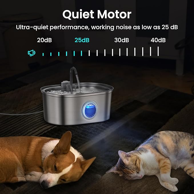 PawsPik SS-01 Stainless Steel Faucet-Design Cat Fountain, 108.2 oz.