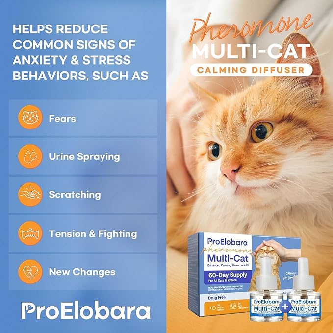 Cat Calming Pheromone Diffuser: Cat Calming Pheromones Diffusers - Reduces Stress & Anxiety with Calming Pheromones