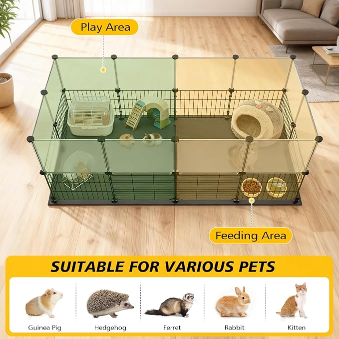 XiaZ Small Animal Playpen 26 Panels, Guinea Pig Cages with Waterproof Mat 47.2" x 23.6" x 23.6",Puppy Play Pen for Chicken,Pet Fence for Rabbit,Bunny,Ferrets,Hamsters,Hedgehogs Indoor