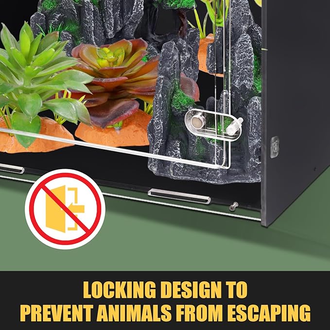 Reptile Tank 16x16x24 Terrarium – PVC Reptile Enclosure for Crested Gecko, Chameleon, Snake Habitat | Tree-Dwelling Cage & Snake Enclosure