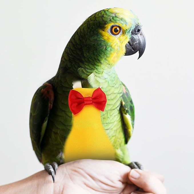 NUOBESTY Lightweight Parrot Diaper Flight Suit Comfortable Bird Clothes for Parakeets Cockatiels Conures Training Harness Prevent Messy Accidents Stylish Yellow