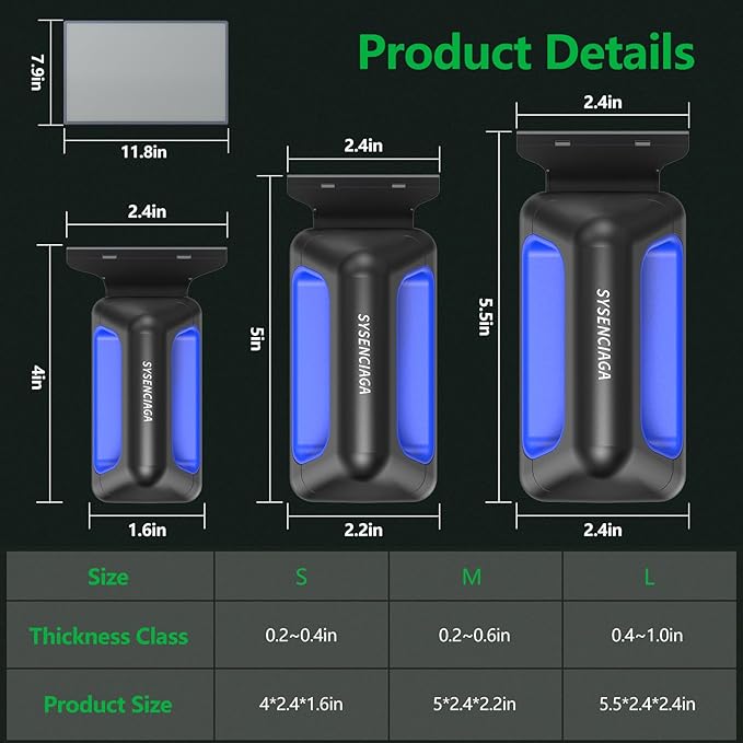 Aquarium Magnet Glass Cleaner, Double-Sided Detachable & Floating Algae Scraper for 0.4-1.0 Inch Fish Tank Glass Cleaning, No Scratches (L)