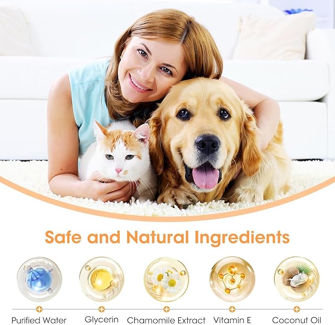 Finger Brushes for Dental Care of Pets, Teeth Cleaning Finger Wipes, Dog Dental Wipes, Reduce Plaque & Tartar, Freshen Breath, Safe & Natural Pet Dental Wipes for Dogs Teeth