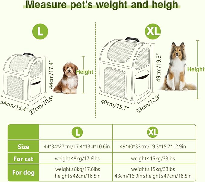 Pecute Cat Backpack Carrier Expandable, Pet Backpack for Cats & Small Dogs Up to 11lbs, with 4-Side Breathable Mesh, Multi-Entry & Lockable Zippers for Travel, Hiking, Camping - Hands Free, Black