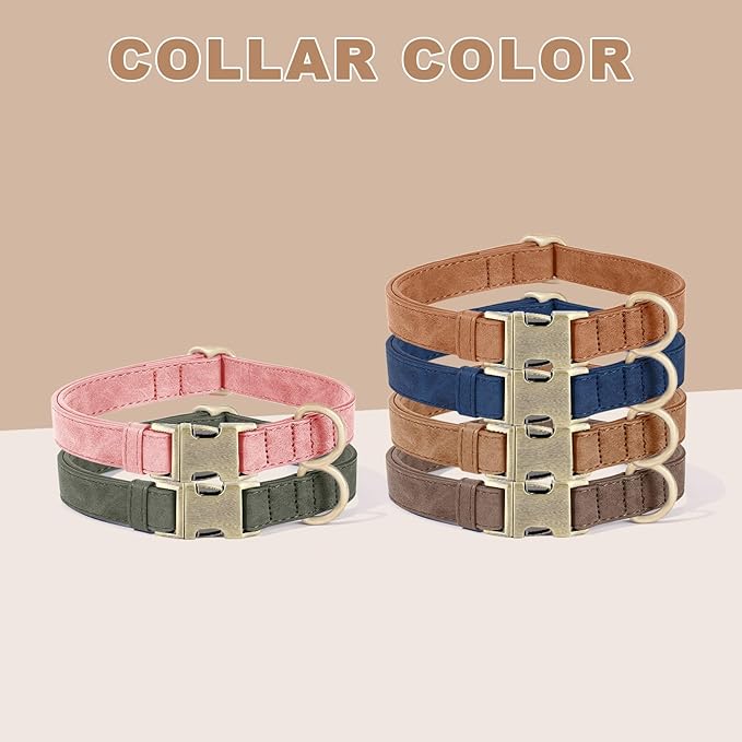 Genuine Leather Dog Collar - Adjustable Pet Collar with Quick Release Metal Buckle, Soft Skin Friendly Real Leather Collar for Small, Medium, Large Dogs (Brown, S：Fit 8-16" Neck)