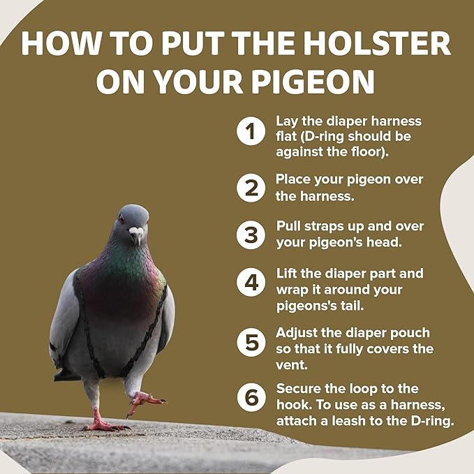 Hen Holster Wrap-Around Bird Diaper & Harness for Larger Pigeons, Small Breed - with Removable Liner, Adjustable Fit for Outdoor Adventures & Indoor Use, Easy to wear - Leopard, XS