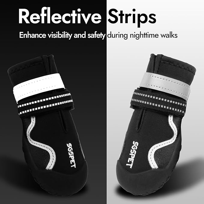 Dog Shoes for Large Dogs, Medium Dog Boots Paw Protectors for Winter Snowy Day, Summer Hot Pavement, Waterproof in Rainy Weather, Outdoor Walking, Indoor Hardfloors Anti Slip Sole (Black5#)