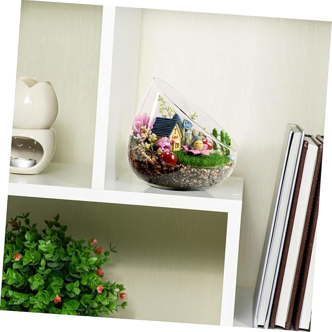 Yardwe Slant Cut Succulent Bowl Glass Terrarium - Thickened Moss Micro Landscape Bottle for Indoor Outdoor Plant Decor Home Ecological Bottle Present