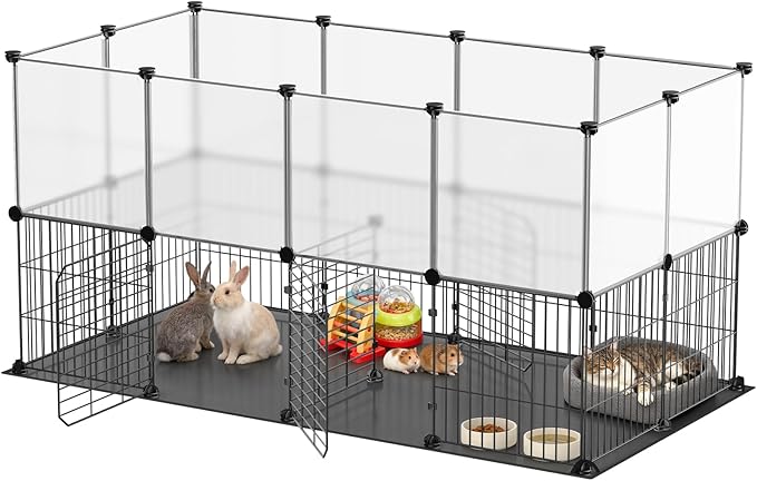XiaZ Small Animal Playpen 26 Panels, Guinea Pig Cages with Waterproof Mat 47.2" x 23.6" x 23.6",Puppy Play Pen for Chicken,Pet Fence for Rabbit,Bunny,Ferrets,Hamsters,Hedgehogs Indoor