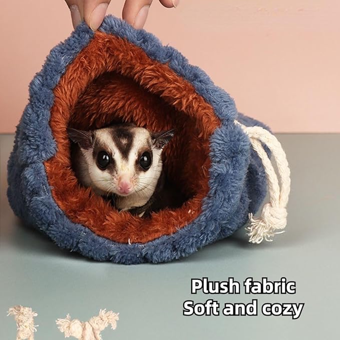 Sugar Glider Bonding Pouch - Soft Sleeping Pouch with Breathable Vent & Drawstring Portable Travel Bag Small Animal Carrier for Sugar Glider Squirrel Hamster Rats Hedgehog Bird Parrot (Grey)