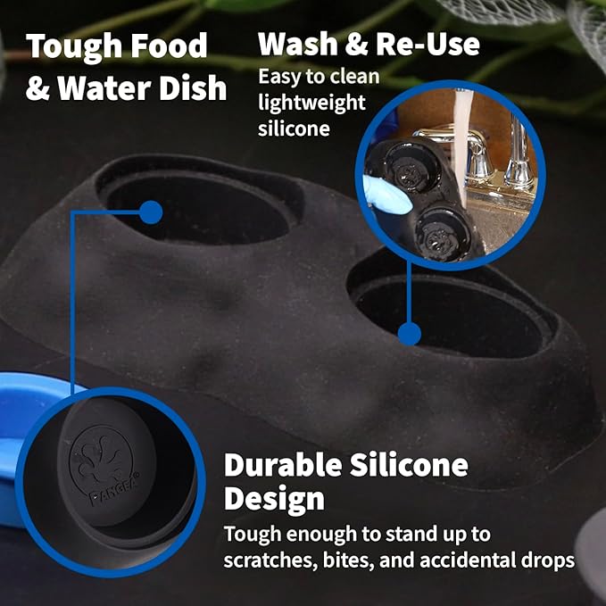 Pangea Ultimate Eco Dish, Crested Gecko Food and Water Bowl for Terrestrial Lizards, Durable Silicone Feeding Accessory for Reptile Terrariums 3.125in x 5.5in (Mossy Pine)