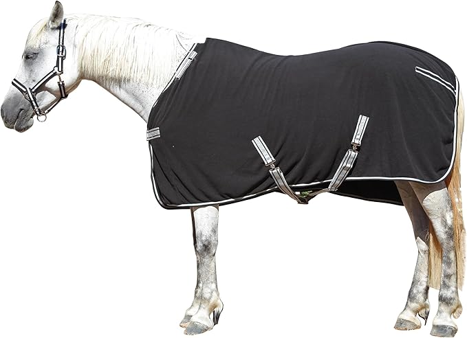 Horse Fleece Cooler, Blanket Liner - 300g Anti-Pilling Fleece, Moisture-Wicking, Cooling & Drying for Post-Workout, Bath & Travel, Prevent Overheating & Chilling Black 81