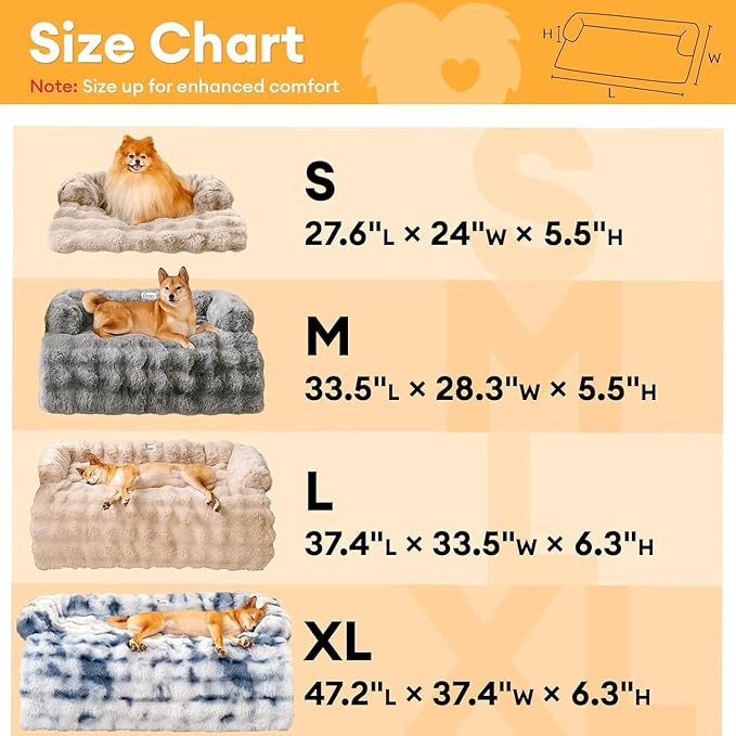 FUNNY FUZZY Pet Fluffy Fuzzy Couch Cover, Calming Washable Dog Bed Sofa Protector Pets Mat for Small Medium Dogs and Cats (Coffee,33.45 × 28.35 × 5.51 in)