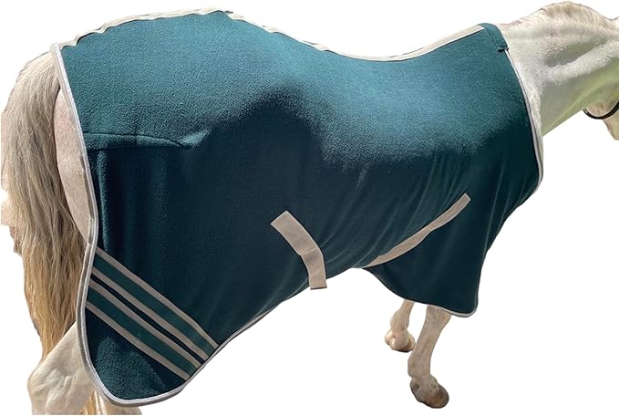 Majestic Ally Anti Pill Fleece Horse Blanket/Sheet with Silver Braided Rope (Hunter Green, 70)