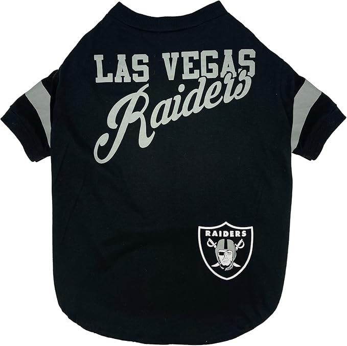 NFL Las Vegas Raiders Dog & Cat T-Shirt, Small. Football PET TEE for NFL Team Fans. New & Updated Fashionable Stripe Design, Durable & Cute