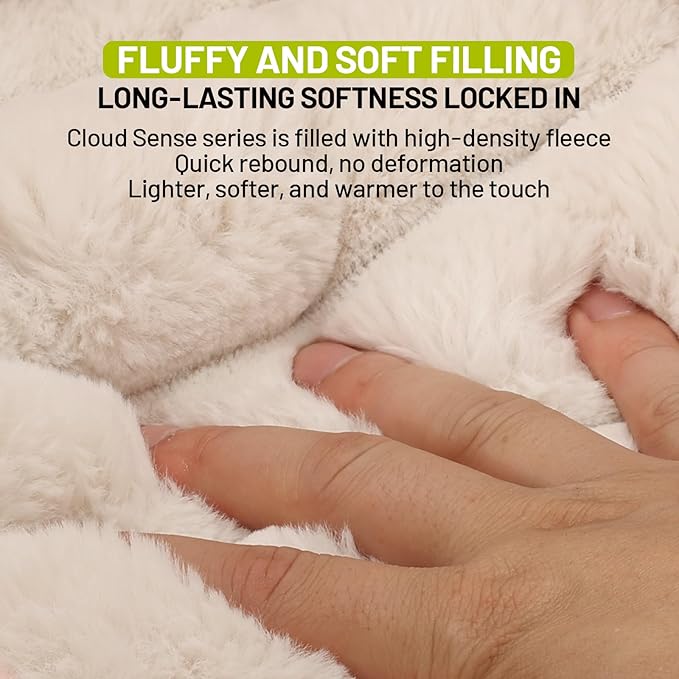 Cloudsoft Flower Cat Bed and Dog Bed, Washable Plush Pet Bed with Non-Slip Water-Resistant Bottom, Faux Furfor Cats & Small Dogs Up to 33 lbs, 29.9"x29.9" (Pink)