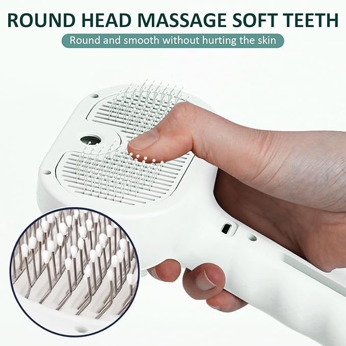 Fur Shower Brush for Dogs, 3 In 1 Self Cleaning Steamy Pet Brush, Pets Spray Hair Removal Comb - Anti-Static, Dog Grooming Tool With Steam | Skin-Friendly Design (Pink)