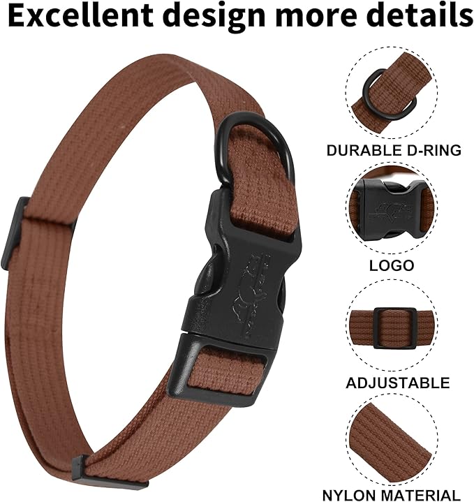 lynxking Dog Collar Soft Padded Breathable Cotton Solid Color Strong Adjustable Pet Collar for Little Puppy