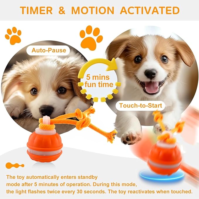 2Paks Interactive Dog Toys，Peppy Pet Ball for Dogs，Motion Activate Rolling Ball for Puppy/Medium Dogs，Active Rolling Dog Bal l Wicked Bal l for Daily Training, Dog Toys to Keep Them Busy(Blue&orange)