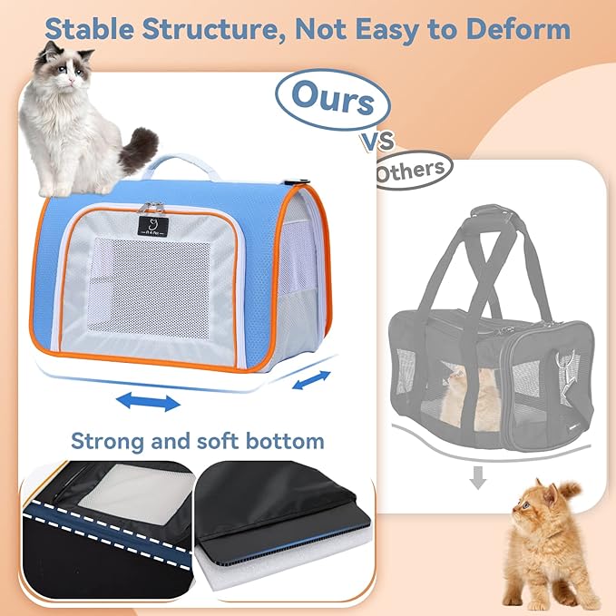A4Pet Cat Carriers Dog Carrier Pet Carrier, TSA Airline Approved Small Dog Carrier for Cats Dogs Puppies (Up to 15lbs), Washable Soft-Sided Collapsible Travel Puppy Carrier