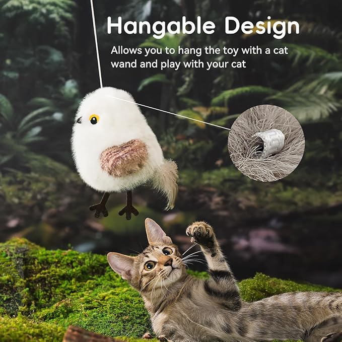 Petgravity Flapping Bird Cat Toy, Lifelike Chirp Tweet Kitten Toy, Rechargeable Touch Activated Cat Toy Interactive Catnip Toy Exercise Toys for All Breeds 5.1" (Black)