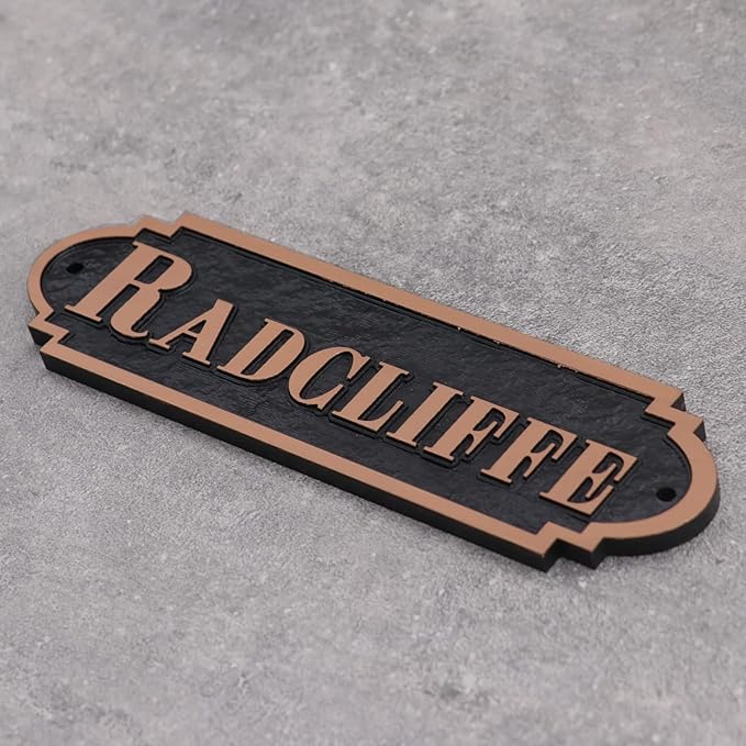 Acrylic Horse Stall Name Plate, 2.4" x 8" Personalized Stall Signs, UV Protected, Custom Pet Name Sign, All Weather Adhesive, Mounting (Antique Copper, Style 6)