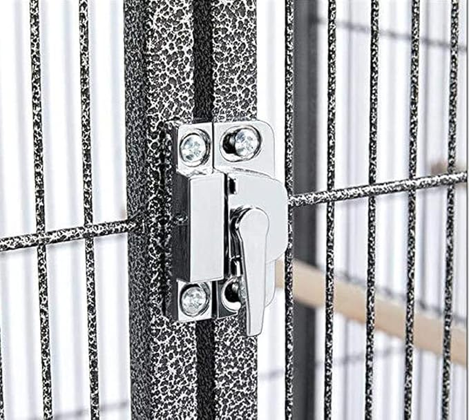 X-Large 32" Lx23 Wx69 H Deluxe Wrought Iron Bird Parrot Cage Top Play Ground Walk Ladder Stainless Cups Include Seed Guard Large Storage Shelf Heavy Duty Rolling Lockable Wheels