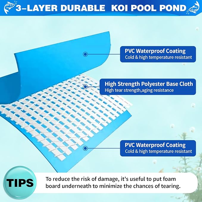 PVC KOI Aquarium Tank, Temporary Fish Tank with Clear Viewing Panel, KOI/Goldfish Pond with 304SS Frame & Drain Valve(59.0" L*31.5" W*27.6" H, About 200Gal Water Capacity)