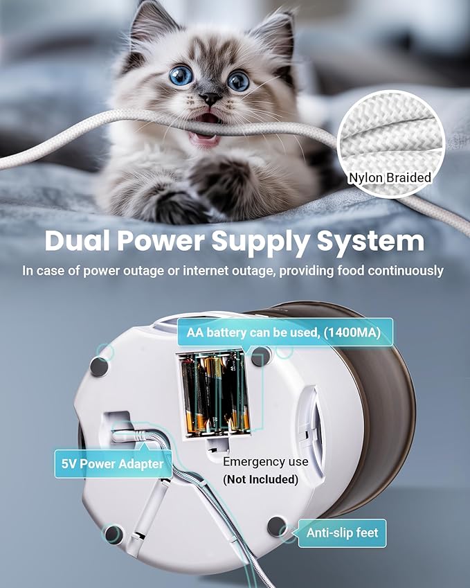 Automatic Cat Feeder for 3 Cats, 6L/25 Cup Cat Food Dispenser with Strong Anti-Jam System, Dual-Effect Desiccant, Smart WiFi App Control Pet Feeder, Automatic Dog Feeder for Cats and Small Dog