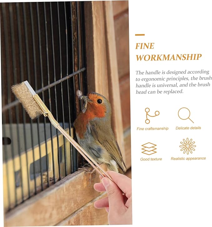 GANAZONO 1set Handle Bird Cage Brush for Easy Cleaning Wire Brush Extra Handle for Cage Maintenance and Effortless Bird Dropping Removal