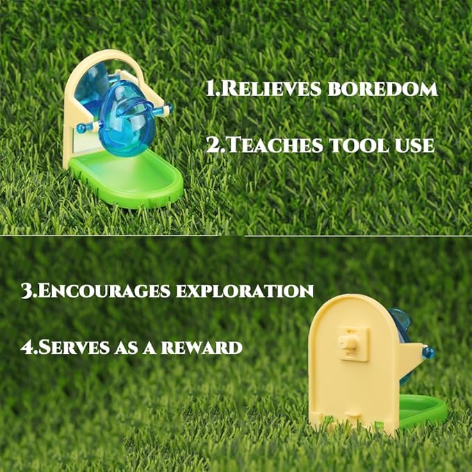 Small Pet Intelligence Growth Rotating Foraging Toy with Mirror for Birds,Budgies,Parakeets, Rats & Hamsters Chew-Proof Cage Feeder Slow Release & Self-Discovery Fun(1pc Random Color)