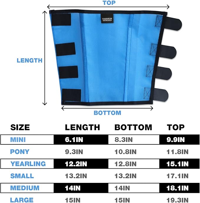 Harrison Howard Loose Fitting Fly Boots UV-Protective Extra Tough Mesh Ventilated Four Fasteners Stay-on Design Protect Horse Legs & Stomp-Reducing Set of 4 Sky Blue Medium