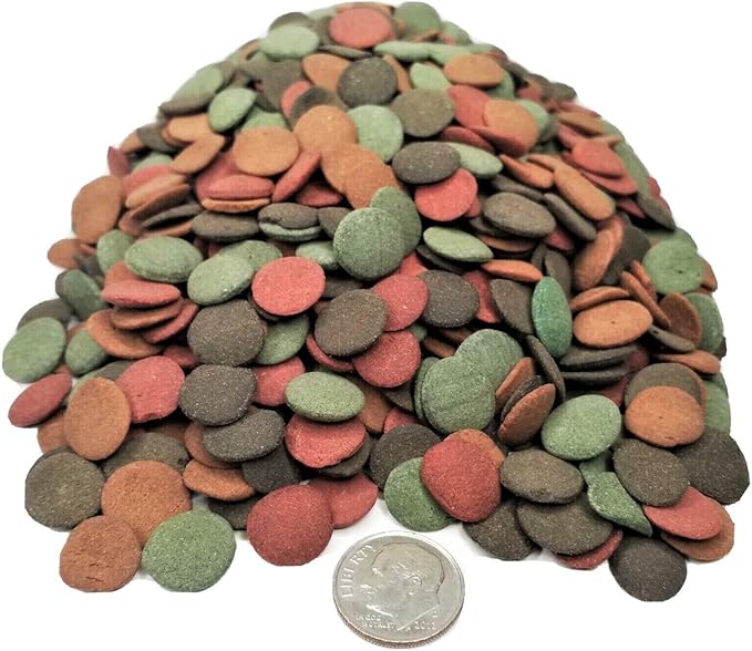 Aquatic Foods Inc. 4-Type 12mm - 1/2" Sinking Wafer Mix of Spirulina-Algae, Ultra-Worm, Ultra-Shrimp, Color Enhancing Wafers for Shrimp, Snails, Crabs, Crayfish, All Tropical Fish..11oz Small Jar