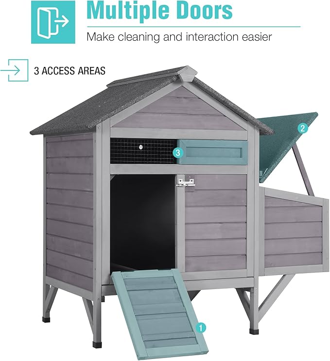 Chicken Coop for 1-2 Chickens - Outdoor Wooden Hen House with Expandable Run & Pull-Out Tray Poultry Duck,Quail Habitat