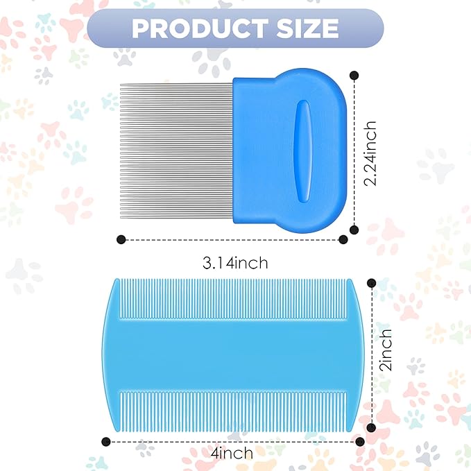 Maitys 8 Pieces Flea Lice Combs Double Sided Lice and Nit Removal Hair Grooming Plastic and Metal Comb for Humans Pets(4 x 2 Inch, 2.24 x 2.24 Inch,Pink, Light Blue, Blue, White, Green, Red, Yellow)
