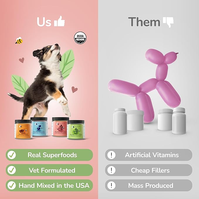 kin+kind Healthy Calm Supplement for Dogs & Cats - Vet Formulated Natural Formula with Organic Chamomile, Thyme, Apple Pomace, Ginger and Coconut- Made in USA - 8 oz (Large)